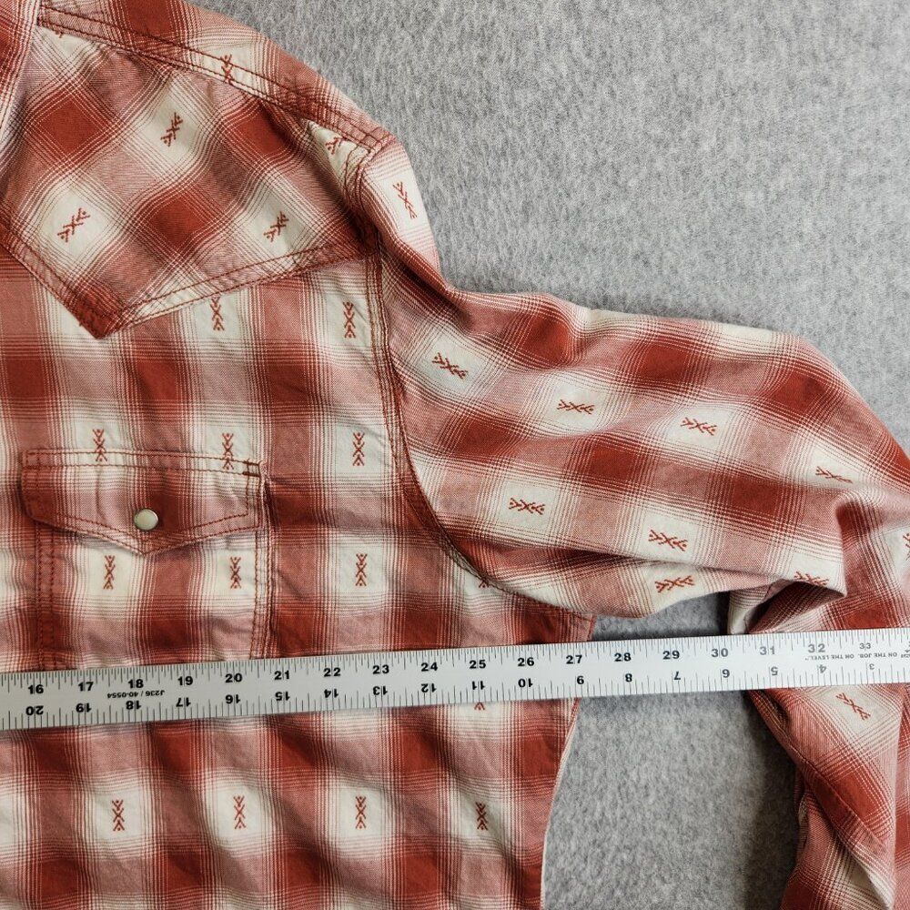 Wrangler Shirt Mens XXL Red Plaid Retro Premium Pearl Snap Yoked Rodeo Ranch - Picture 6 of 12
